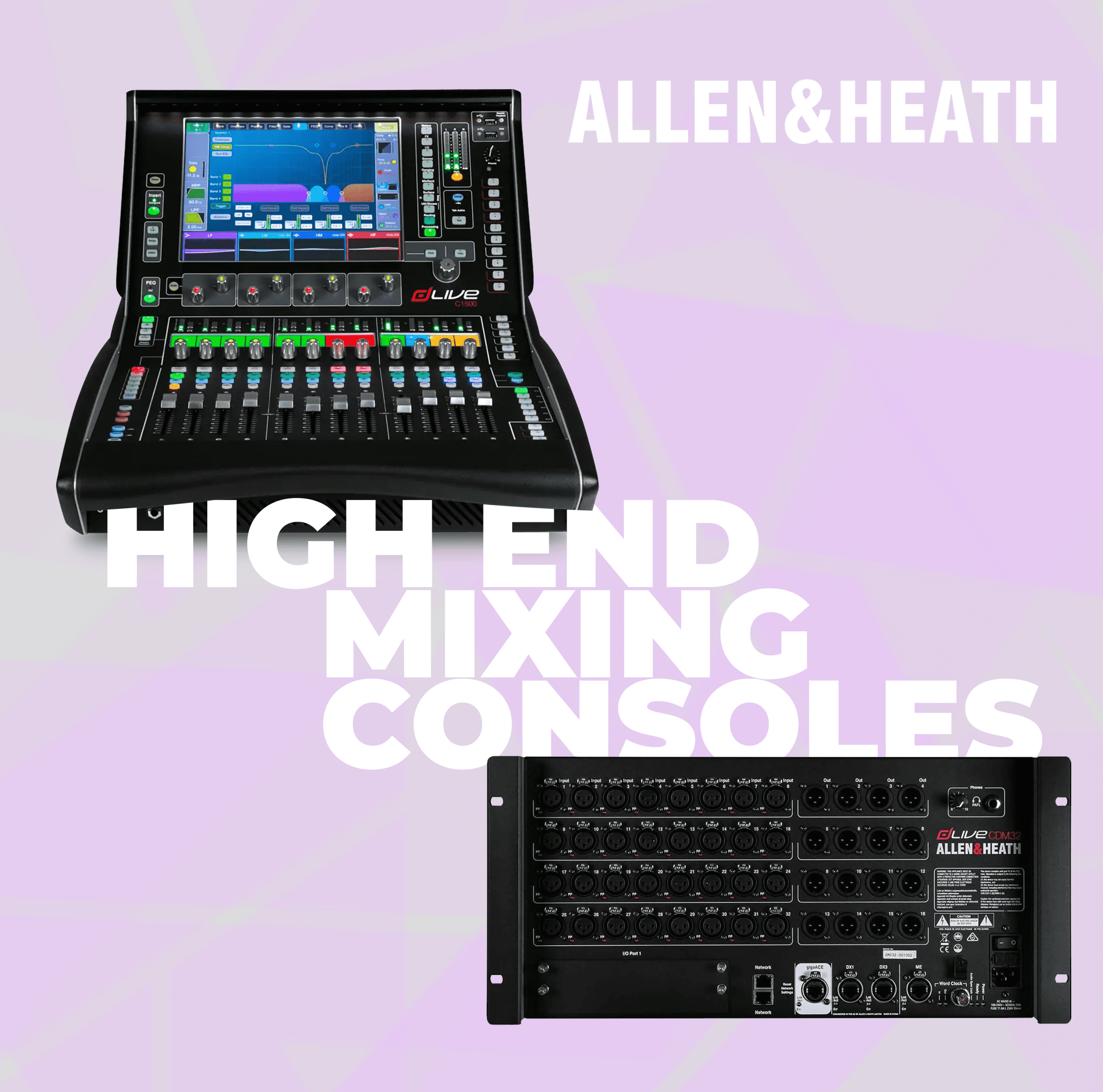 Image showing high end mixing consoles Moventra offer for hire.