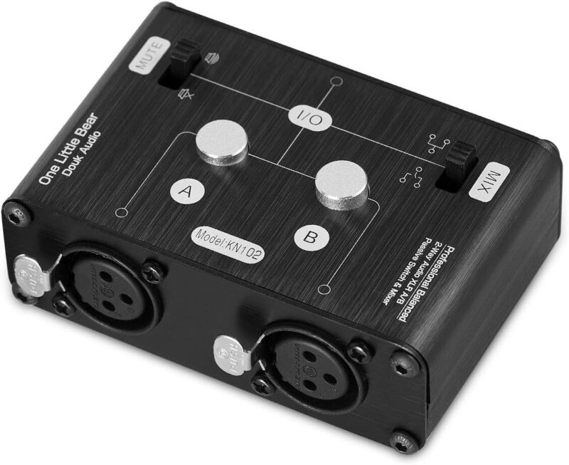 One Little Bear KN102 2 Way XLR A/B Passive Switcher Box & Mixer Sound Splitter (2-IN-1-OUT)